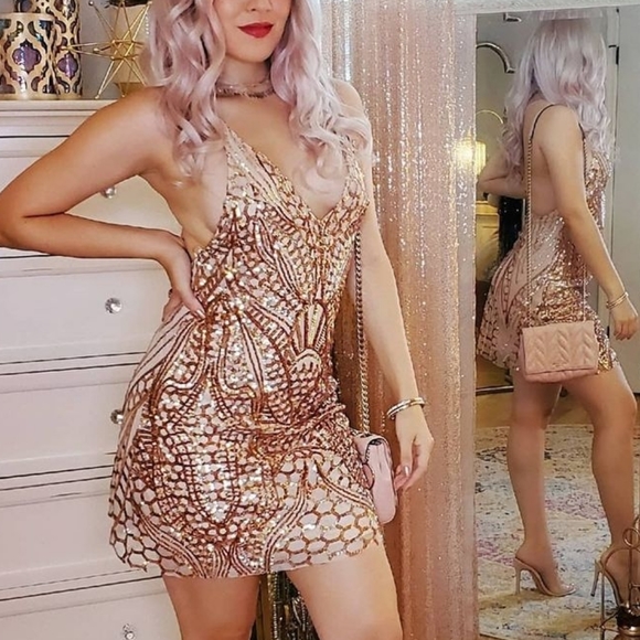 Rose Gold Sequin Dress | Color: Gold | Size: S | Kinkeuphoria's Closet